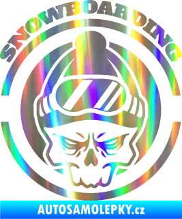 Samolepka Lebka snowboarding Holografická