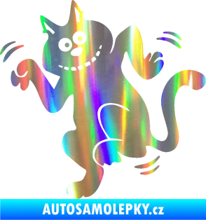 Samolepka Veselá kočka levá Holografická