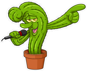 Barevný kaktus 006 levá zpěvák s mikrofonem