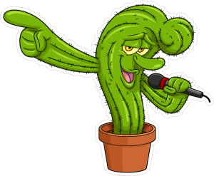 Barevný kaktus 006 pravá zpěvák s mikrofonem