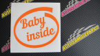Samolepka Baby inside dítě v autě nápis