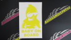 Samolepka Baby on board 001 pravá s textem miminko s brýlemi a s mašlí