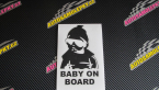 Samolepka Baby on board 002 levá s textem miminko s brýlemi