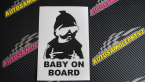 Samolepka Baby on board 002 pravá s textem miminko s brýlemi