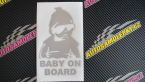 Samolepka Baby on board 002 pravá s textem miminko s brýlemi