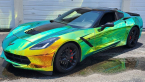 Samolepka Chrom folie 3D ZELENO / ORANŽOVÁ chameleon zrcadlová wrap