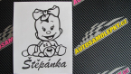 Samolepka Dítě v autě 051 pravá holčička s pejskem