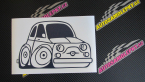 Samolepka Fiat 500 karikatura pravá