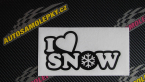 Samolepka I love snow nápis s vločkou