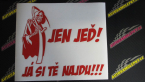 Samolepka Jen jeď! Já si tě najdu! levá nápis smrtka s kosou
