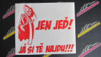 Samolepka Jen jeď! Já si tě najdu! levá nápis smrtka s kosou