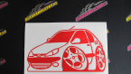 Samolepka Peugeot 206 karikatura levá