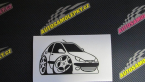 Samolepka Peugeot 206 karikatura pravá