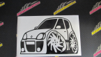 Samolepka Renault Clio sport karikatura levá