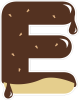 Barevná abeceda 001 písmeno E s čokoládovou polevou