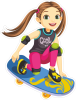 Barevná holčička 002 pravá na skateboardu