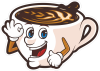 Barevná káva 002 levá veselý šálek cappuccino