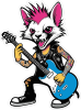Barevná kočka 020 levá punkový kytarista