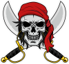 Barevná lebka 052 pravá pirát