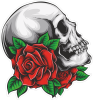 Barevná lebka 069 pravá s růžemi