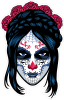 Barevná lebka 093 žena maska s růžemi