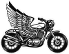 Barevná motorka 011 pravá s křídly černobílá