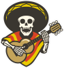 Barevná smrtka 015 pravá mexická s kytarou