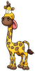 Barevná žirafa 005 levá s vyplazeným jazykem