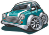 Barevné auto 032 levá karikatura MINI Cooper