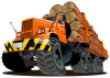Barevné nákladní auto 009 levá karikatura těžba dřeva