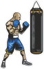 Barevný boxer 001 pravá s boxovacím pytlem