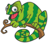 Barevný chameleon 009 levá na větvi