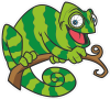 Barevný chameleon 009 pravá na větvi