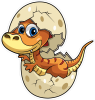 Barevný dinosaurus 013 levá vylíhlé baby