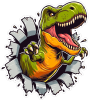 Barevný dinosaurus 018 pravá Tyrannosaurus Rex leze z díry