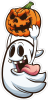 Barevný Halloween 006 levá duch s dýní