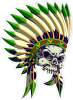 Barevný indián 002 pravá lebka s čelenkou