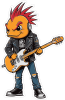Barevný kačer 004 levá punkový kytarista s čírem