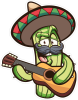 Barevný kaktus 004 pravá mexický s kytarou