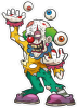 Barevný klaun 011 levá zombík žongluje očima
