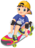 Barevný kluk 002 levá na skateboardu