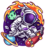 Barevný kosmonaut 008 pravá skateboard ve vesmíru