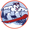 Barevný lední mědvěd 006 pravá na snowboardu