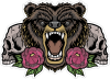 Barevný medvěd 002 lebky a růže