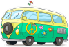 Barevný multivan 002 levá Hippies VW