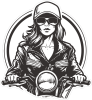 Tištěná motorkářka 001 černobílá pravá
