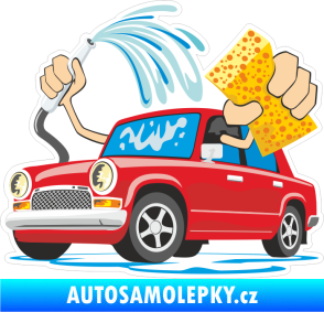 Samolepka Barevná automyčka 001 levá ruční mytí aut