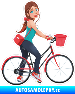 Samolepka Barevná cyklistka 001 pravá