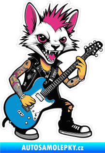 Samolepka Barevná kočka 020 pravá punkový kytarista