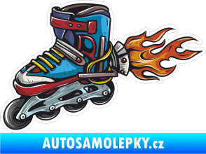Samolepka Barevná kolečková brusle 001 levá s plameny